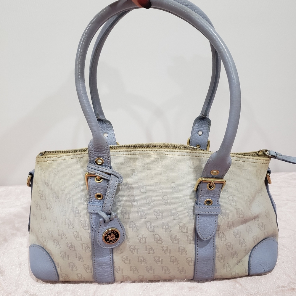 Elegant Cream and Blue Handbag